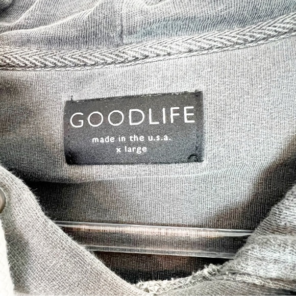 GOODLIFE KHAKI GRAY LONG SLEEVE HOODIE PULLOVER SWEATSHIRT MENS SZ XL - Picture 4 of 6